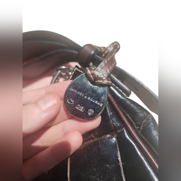 2/$15✨️ Dooney And Burke Black Croc-Embossed Women's Bag Y2K 90s Shoulder Bag - Picture 5 of 6